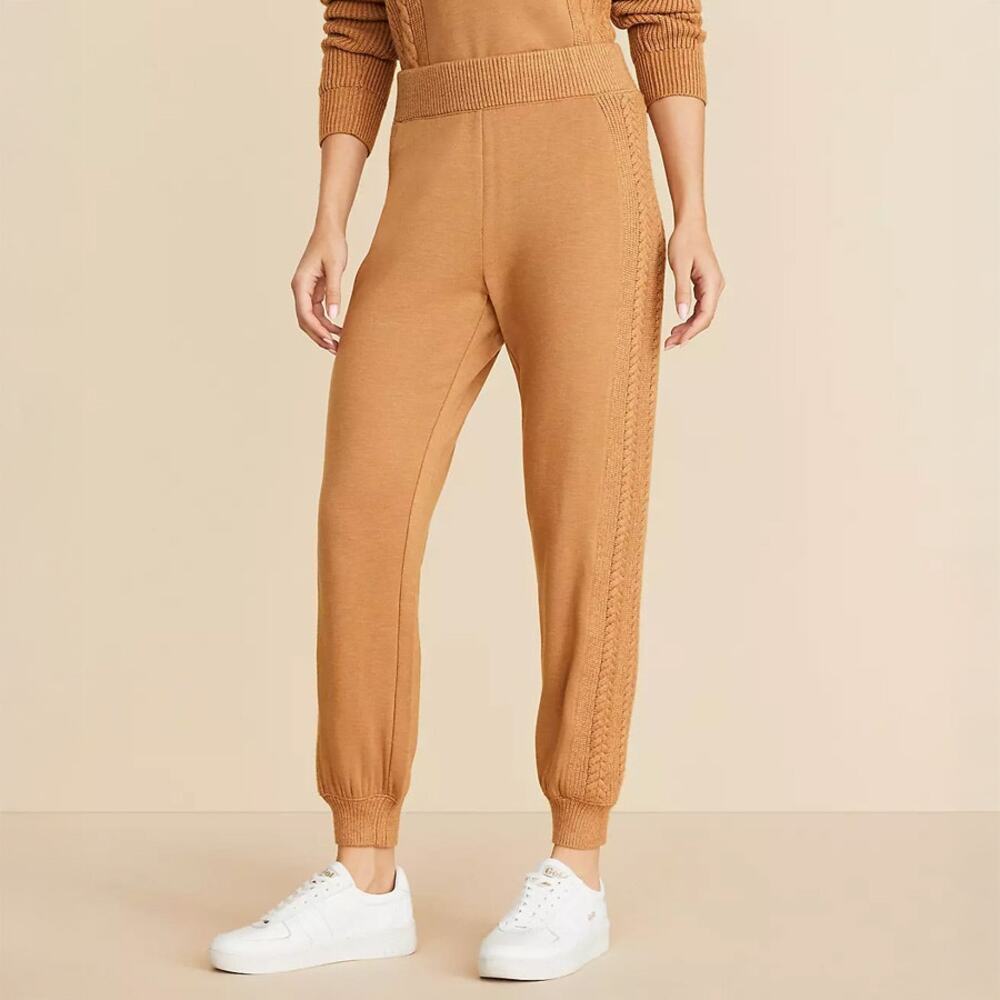 Lou & Grey Cable Signaturesoft Joggers in Caramel Heather Size S